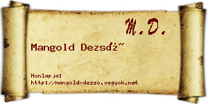 Mangold Dezső névjegykártya